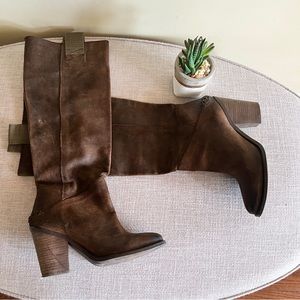 FREE PEOPLE Montgomery Brown Leather Slouch Boots Size US 8 EU 38